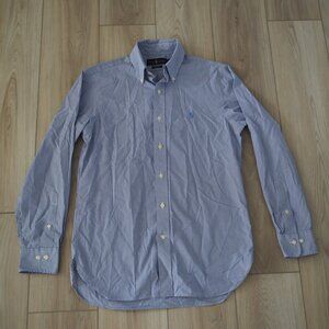 Ralph Lauren Blue Checkered Buttoned Dress Shirt – Easy Care, Size 14.5 / 32-33